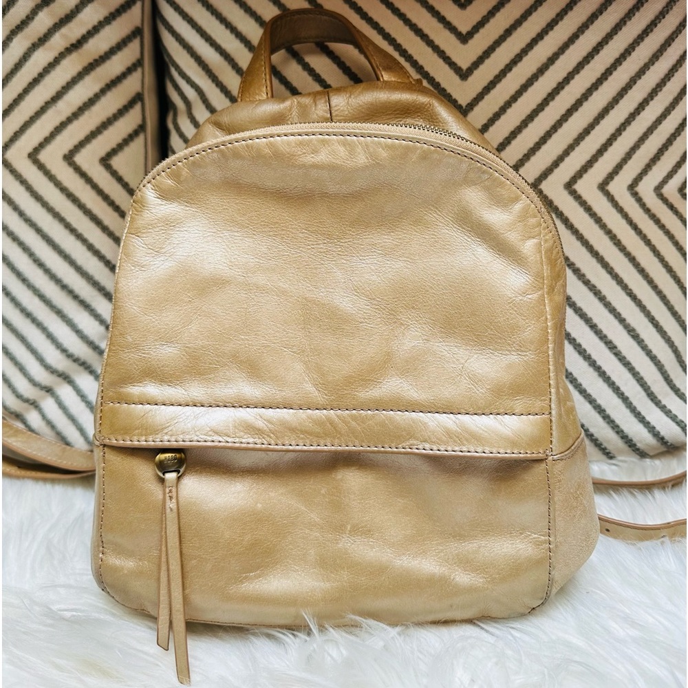 Hobo Small Gold Tone Leather Backpack